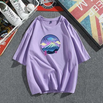 Летние рубашки для женщин Футболка оверсайз Эстетика Уличная одежда Vaporwave Mount Fuji Memorial Японская футболка для девочек-подростков