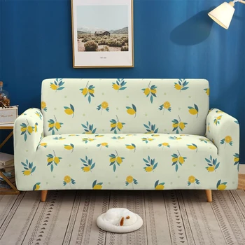  Маленький чехол для дивана с принтом из свежих лимонных фруктов для бытового эластичного дивана с защитой от пыли и морщин Универсальное украшение для многоместного дивана