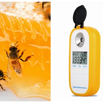  Медовый рефрактометр Brix 0 ~ 90% Be 38 ~ 48 Вода 38-5% Цифровой ЖК-дисплей Пчелы Сахар Пища ATC Анализатор пчеловодства Высокий Сугер Консент Метр