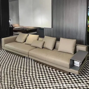  Минималистичный первый слой воловьей кожи современный диван для гостиной комбинированный блок тофу свет роскошный встроенный кожаный диван дизайнер