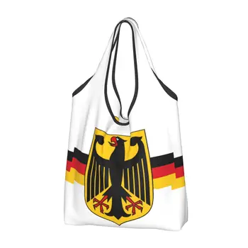Многоразовые сумки для покупок с немецким орлом на щите для продуктов Складные сумки для продуктов с лентой флага Германии Моющиеся большие сумки-тоут