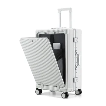 Многофункциональный багаж, открывающийся спереди, посадочный ящик, алюминиевая рама, ПК, 20-дюймовые чехлы для багажа, колеса для переноски чемодана, путешествия b
