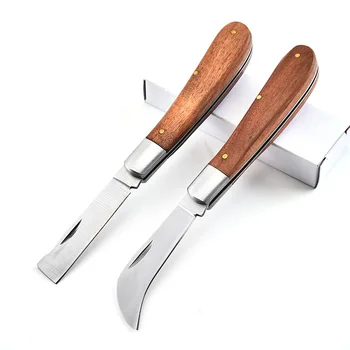 Многофункциональный складной нож Карманный нож для выживания Открытый стальной клинок Деревянная ручка Инструмент для кемпинга Ourdoor