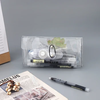 Модная прозрачная сумка для карандашей Kawaii Корейский простой стиль Канцелярские принадлежности из ПВХ Пенал Школа Офис Организация Принадлежности для хранения