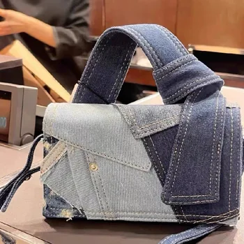 Модная простая джинсовая маленькая квадратная сумка для женщин 2023 осень Новая модная высококачественная сумка Универсальные сумки