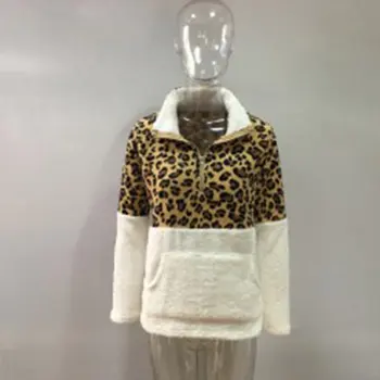 Модный свитер с длинным рукавом Леопардовый строчки Топ Удобный для ежедневного ношения Теплая толстовка с капюшоном Пальто с длинным рукавом