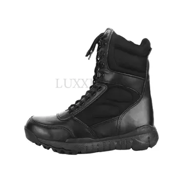 Мужские ботинки Зимние Наружные Кожаные Военные Ботинки Дышащие Армейские Боевые Ботинки Плюс Размер Пустынные Ботинки Мужская Походная Обувь