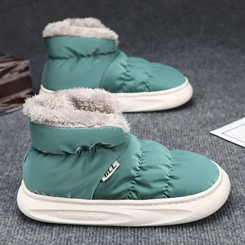  Мужские женские теплые зимние сапоги Зимние новые корейские плюшевые толстые удобные противоскользящие хлопковые туфли Повседневная обувь для путешествий на открытом воздухе2024
