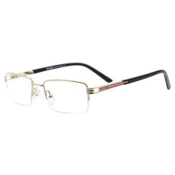  Мужские классические очки Металлические прямоугольные очки с половиной оправы с пружинным шарниром для близорукости Чтение по рецепту Мультифокальные линзы