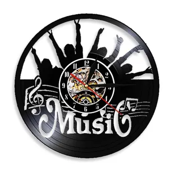 Музыкальная тема Виниловая пластинка Настенные часы ручной работы Творческое искусство Настенный декор Рок-н-ролл Декоративные 3D настенные часы Современный дизайн
