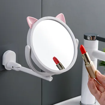 Мультяшный настенный складной макияж зеркало складное вращающееся гибкое косметическое зеркало для туалетного столика ванная комната косметические зеркала инструмент для макияжа