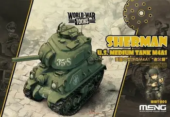Мэн Модель WWT-002 Мультяшные мультяшки мировой войны Шерман Средний танк США M4A1 Броня пластиковая