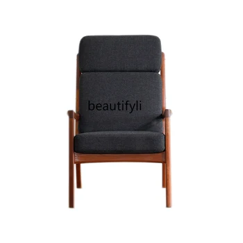 Мягкий стул с высокой спинкой Скандинавский датский стиль MCM Мебель Ретро Одноместный подлокотник стул туалетный столик стулья мебель для гостиной