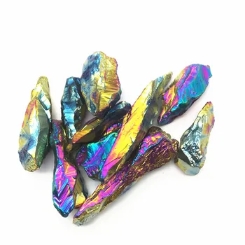 Натуральный титан Aura Прозрачный кварцевый необработанный образец Кристалл Необработанный драгоценный камень для продажи