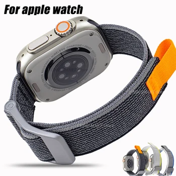 Нейлоновый ремешок для Apple Watch Ultra 2 band 49 мм 44 мм 45 мм 40 мм 41 мм 42 мм 38 мм браслет iwatch series 9 8 7 SE 9 6 5 4 Аксессуары
