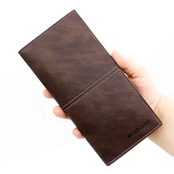 Новая мода с простым сплошным цветом Мужская длинная ретро деньги тонкая сумка для документов Мультикарточный кошелек