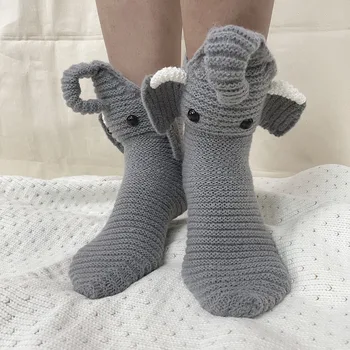 Новые рождественские носки слон вязаные носки милая новинка унисекс зимний теплый пол носок мужчины женщины рождественский подарок