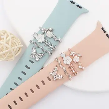 Новый бриллиантовый орнамент металлические подвески силиконовый ремешок декоративное кольцо для Apple Watch Ремешок Декоративные аксессуары для iwatch браслет