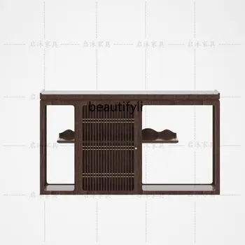 Новый входной шкаф в китайском стиле Простой шкафчик для чайной комнаты Алтарь из массива дерева Длинный узкий стол Вестибюль Боковой вид Наборы