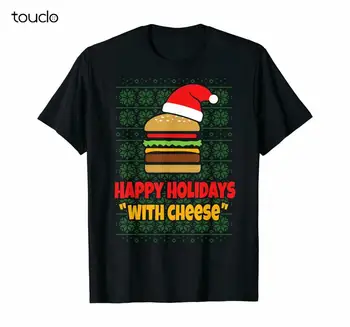 Новых счастливых праздников с сыром. Рождественский чизбургер в подарок. Футболка унисекс S-5Xl Xs-5Xl Индивидуальный подарок Креативная забавная футболка