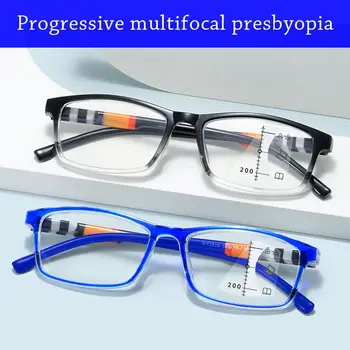 Очки для чтения с защитой от синего света с блокировкой синего луча Защита глаз Мультифокальные квадратные очки Сверхлегкие очки для дальнозоркости ПК