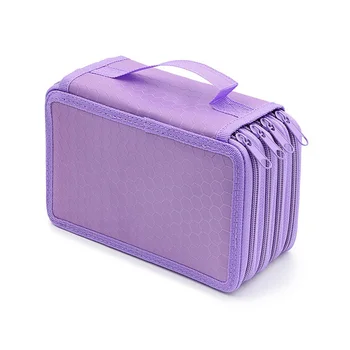  Пенал Вместимость 72 отверстия 4-слойный пенал Сплошной цвет Квадратный эскиз Пенал Канцелярские товары Подарок Фиолетовый