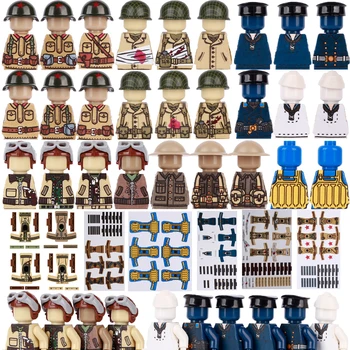 Первая мировая война ВМС Германии 2 мировая война США танкисты русские советские британские фигуры военные строительные блоки наклейки MOC Шлемы Оружие Дети