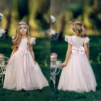 Платья для девочек-цветочков на свадьбу 2023 Кружевное платье для девочек Платья принцессы для первого причастия