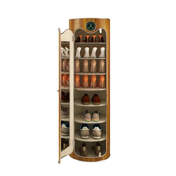 Поворотный шкаф для обуви с высоким искусством с зеркалом круглый лестничный угловой шкафчик для дезинфекции