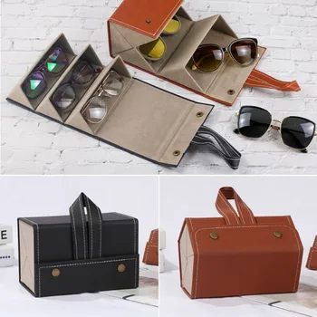  Портативный ящик для хранения очков,Подставка для солнцезащитных очков из искусственной кожи с несколькими канавками,Органайзер для хранения солнцезащитных очков для путешествий