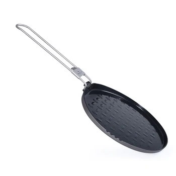  Посуда для кемпинга Титановая сковорода Антипригарная пластина Складная ручка На открытом воздухе Кемпинг Посуда для пикника Сковорода для выпечки