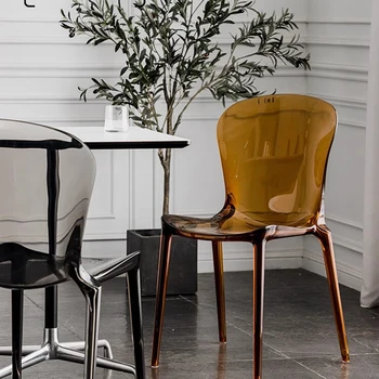 Прозрачный обеденный стул Nordic Modern Comfort Design Уличный стул Сад Simple Stuhle Esszimmer Балконная мебель LJ50DC