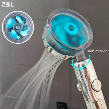 Пропеллер Душевая лейка Фильтрация под высоким давлением Вращающиеся на 360 градусов душевые лейки с вентилятором Аксессуары для душа в ванной комнате премиум-класса