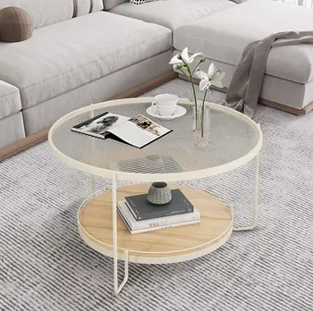 Простой современный круглый журнальный столик для небольшой квартиры, небольшой столик из закаленного стекла Changhong