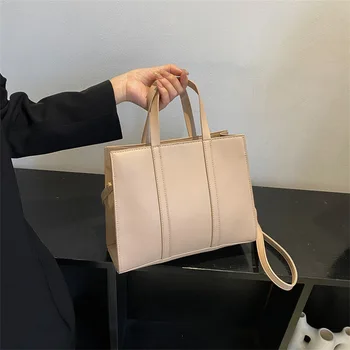 Простые сумки из искусственной кожи Женские сумки через плечо большой емкости Повседневные высококачественные сумки-тоут