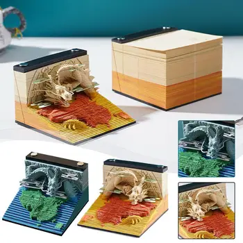 Процветающая Huaxia Бумажная скульптура Заметка Блокнот для заметок 2024 Office Custom Note 3D Art Подарки Произведение искусства Резьба Модель Новый Dragon Notep X4D7