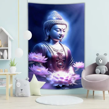 Религиозная статуя Будды украшение комнаты дома спальня искупление разноцветный флаг статуи Будды