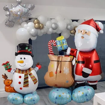 Рождественская фольга Санта-Клаус Воздушные шары Снеговик Рождественская елка Воздушные шары для Рождества Надувные украшения для вечеринок Декор домашней вечеринки