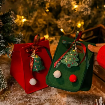 Рождественский Маленький Подарочный Держатель Санта-Клаус Снеговик Лось Сумочка Рождественские конфеты Пакет Войлочные подарки Сумка Счастливого Рождества С Новым годом