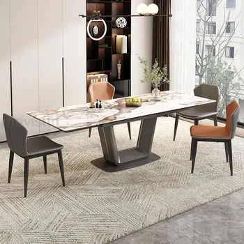 Роскошный обеденный стол Современный мобильный релакс Многофункциональная яркая выдвижная консоль Прямоугольная складная мебель для столовой