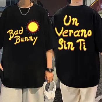 Рэпер Bad Bunny Футболка с принтом Мужчины Женщины Уличный тренд Рэп Футболки с коротким рукавом Лето Хип-хоп Мода Оверсайз Хлопковые футболки