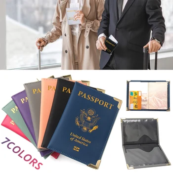 США Обложка для паспорта Дорожная искусственная кожа Держатель американского паспорта Персонализированный значок Чехол для паспорта белоголового орлана Чехол для документов