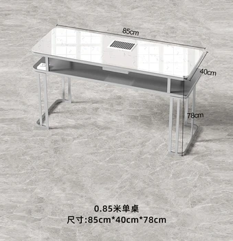Серебряный маникюрный стол и стул пылесос, одинарный, двухместный, мраморный маникюрный стол
