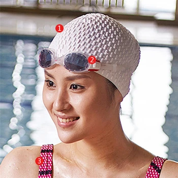 Силиконовые водонепроницаемые 3D эластичные шапочки для плавания для мужчин Женщины Длинные волосы Крышка для плавания Крышка для уха Кость Бассейн Взрослый Плавательный Шапочка