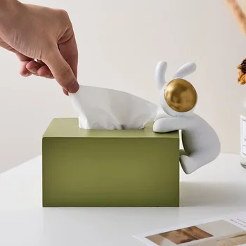 Симпатичная коробка для салфеток с животными Смоляная статуя Постмодернистский стиль Домашний декор для гостиной Орнамент Бумажный контейнер Ремесла