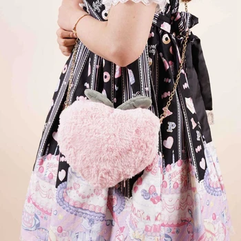 Симпатичная розовая плюшевая сумка через плечо Цепочка Лолита Персиковое сердце Сумка-мессенджер Японская сумка Lolita Princess