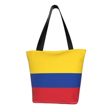 Симпатичный флаг Колумбии Сумка для покупок Многоразовая холщовая сумка для покупок в продуктовом магазине Сумка через плечо