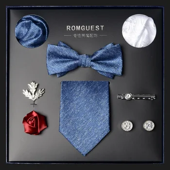 Сине-черный мужской галстук-бабочка Подарочная коробка Официальный бизнес Подарок на день рождения Подарок парню День святого Валентина