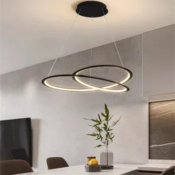 Скандинавская кольцевая люстра Черный/белый минималистичный свет Для гостиной Кухня круглой формы Освещение украшения внутреннего ресторана