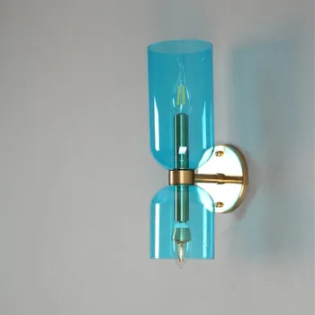 Скандинавские стеклянные настенные светильники для внутренней гостиной Светильник для спальни Современный дизайнерский светодиодный настенный светильник синее стекло Светильники Llghts